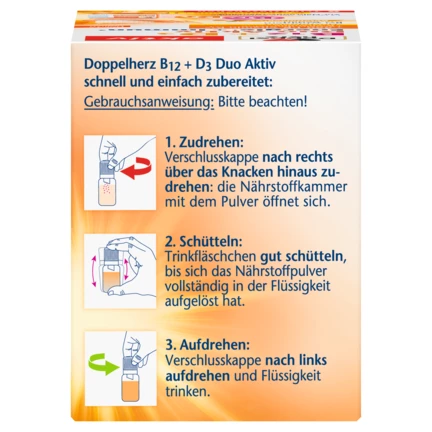 Abbildung der Produktverpackung Doppelherz aktiv B12 + D3 Duo Aktiv Seitenansicht rechts